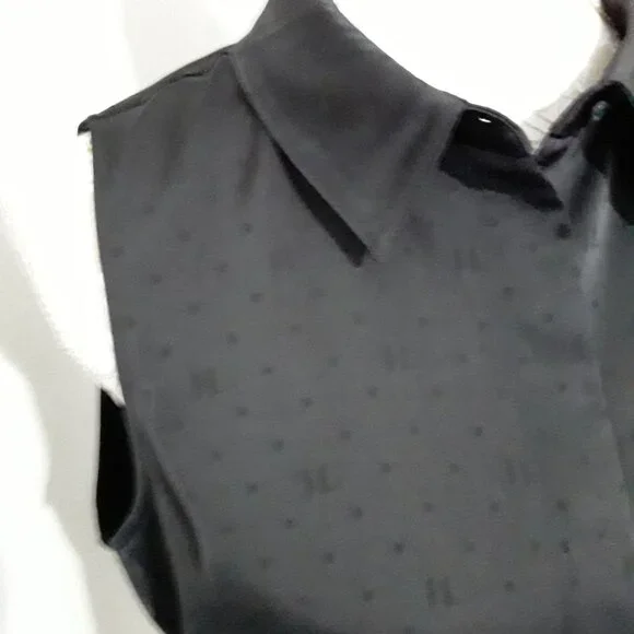 Karl Lagerfeld lovely dark black sleeveless button down top size M - Picture 4 of 10
